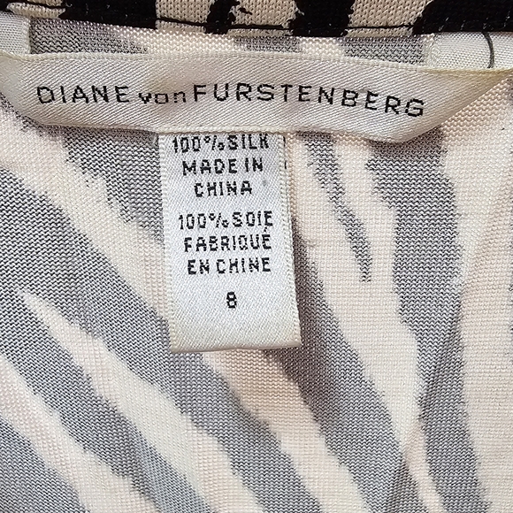 Diane Von Furstenberg Enola Zebra Faux Wrap Midi Dress - Picture 2 of 6